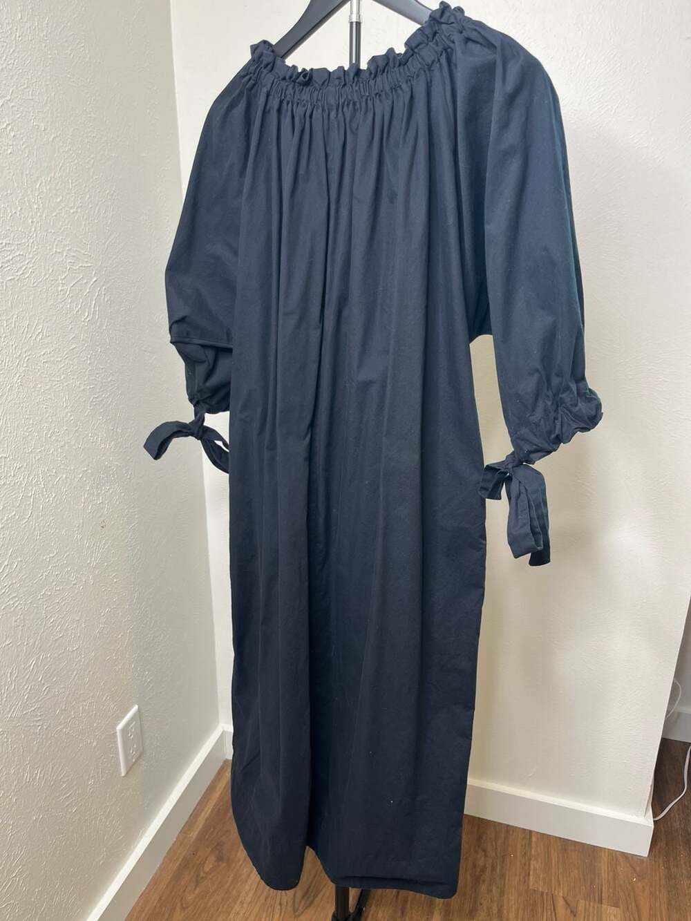 Julia Allert Black 100% Cotton Off-The-Shoulder Ruffle Midi Dress Size XL